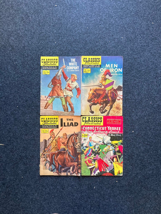1950’s Swords and Sandals Classic Comic Books - Classics Illustrated — Mark Twain - Iliad - Men of Iron