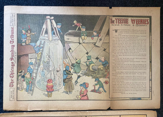 1917 Childrens Comic Panel - The Teenie Weenies - Extremely Rare WWI Cartoon of Mini Humans and Adventures - William Donahey