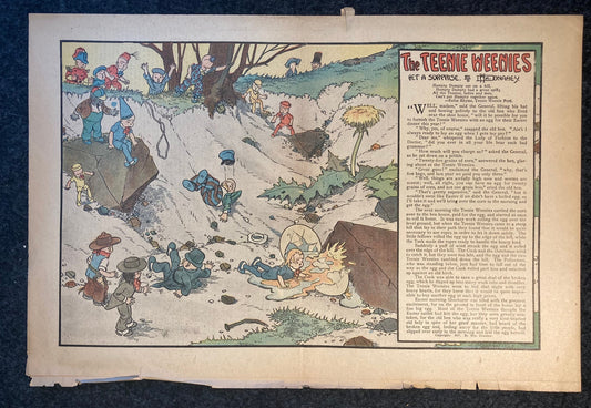 1917 Childrens Comic Panel - The Teenie Weenies - Extremely Rare WWI Cartoon of Mini Humans and Adventures - 18 x 12 -