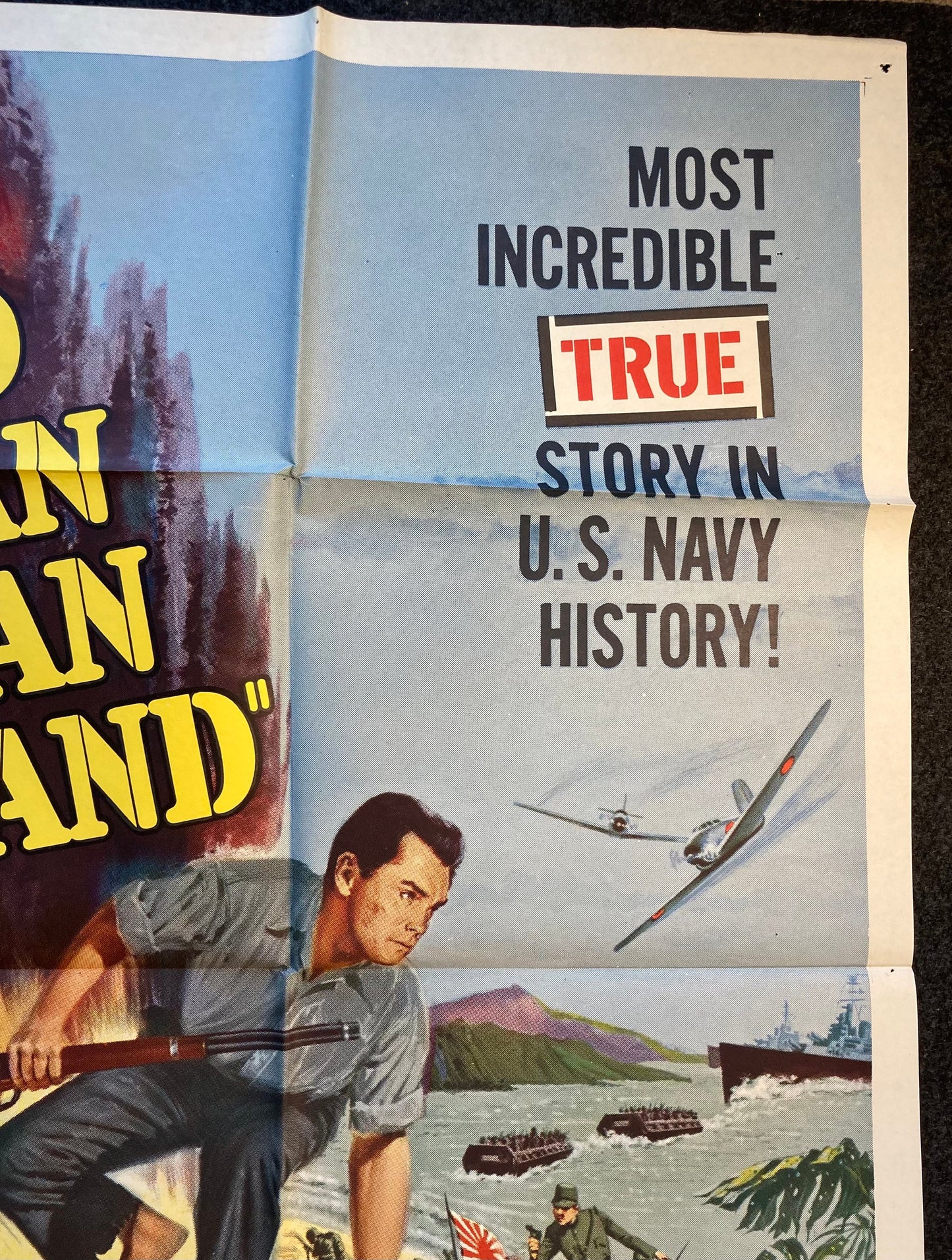 1962 WWII Navy Drama – No Man Is An Island – Jeffrey Hunter in Pacific Theatre Original Vintage Movie Poster