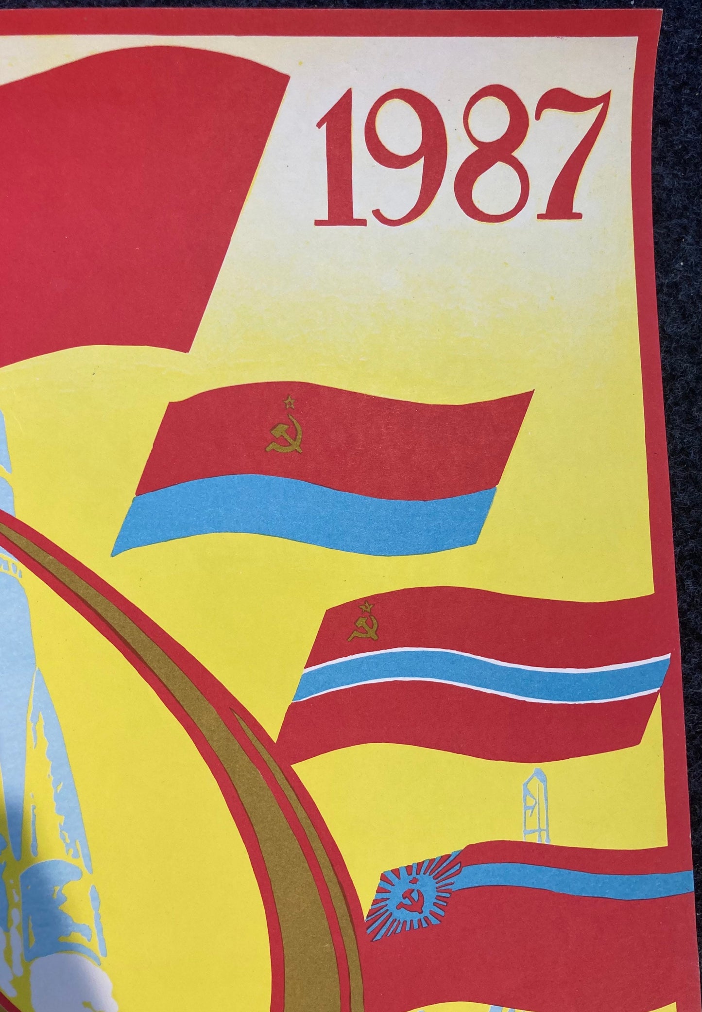 Original 1987 Soviet Union Celebrates Communist Unity and Strength – Various CCCP Flags From around the World – 17 x 23