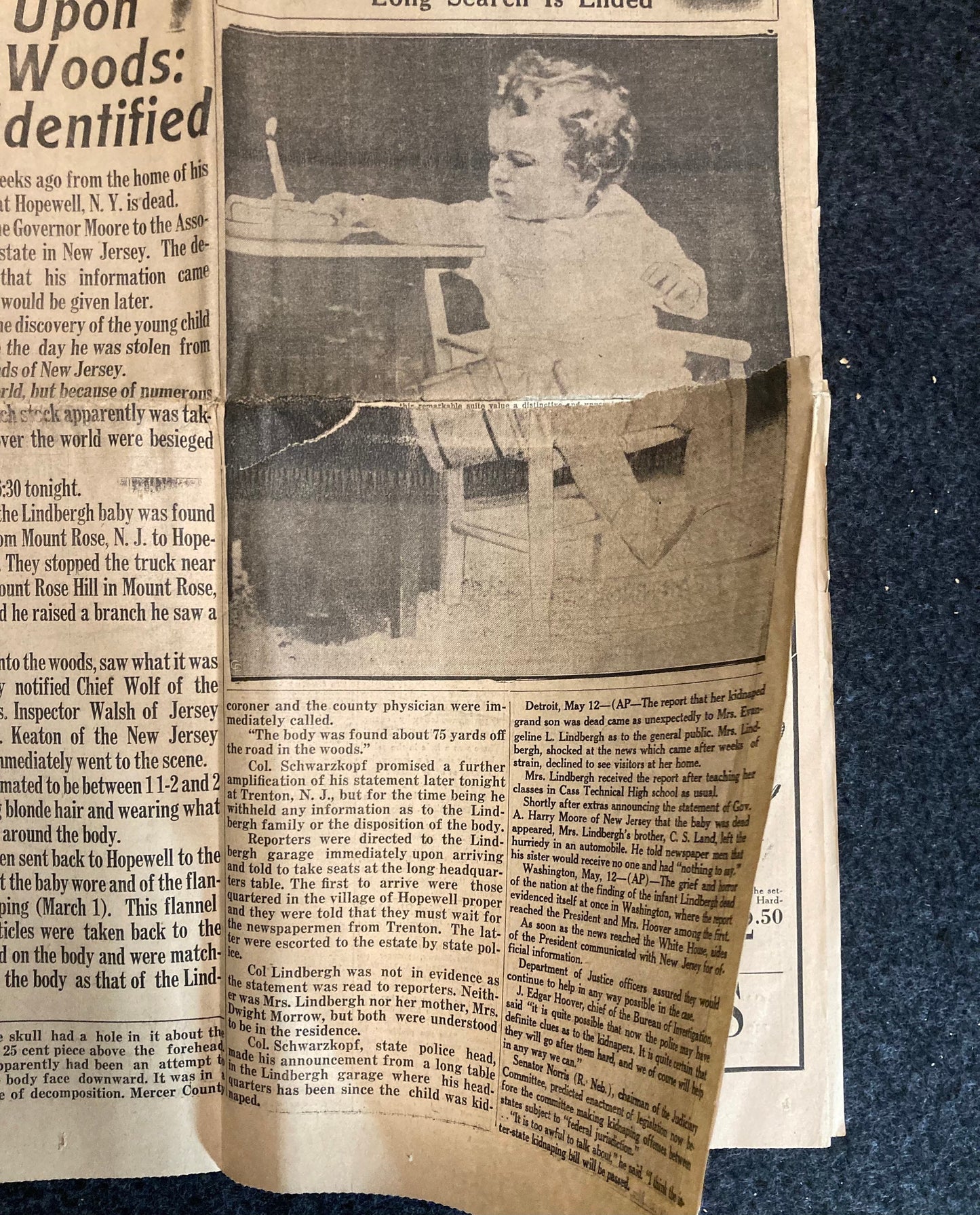 1932 Charles Lindbergh Baby Death – Original Day Of Newspaper – Lindbergh Conspiracy Hauptmann – Original Vintage Newspaper – Conspiracy
