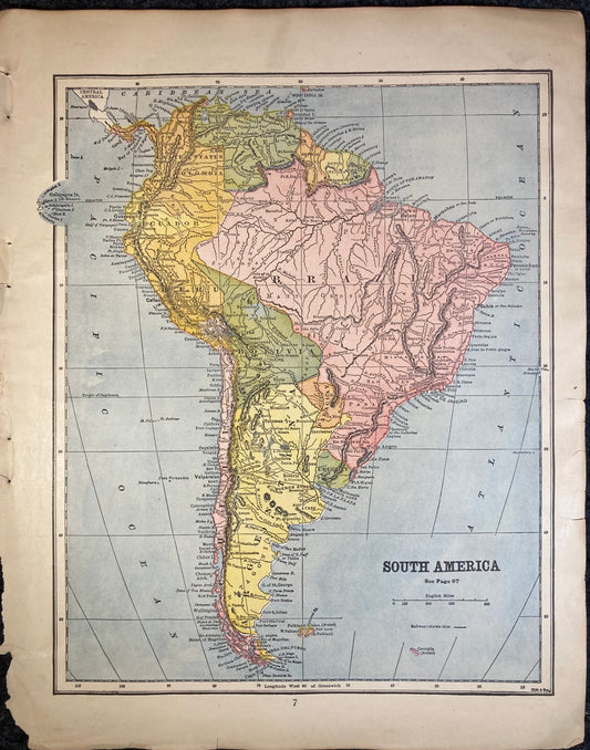Original 1906 Double sided Map of Maine and South America - Antique Framed Or Unframed Map – American Cartography Vintage Atlas Map Wall
