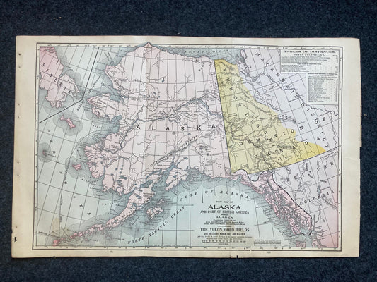Original Large 1906 Alaskan Gold Rush Yukon Gold Phillipines Map 22 x 13.5– Wall Décor Vintage Photography – Early 20th Century Atlas Map