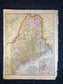 Original 1906 Double sided Map of Maine and South America - Antique Framed Or Unframed Map – American Cartography Vintage Atlas Map Wall