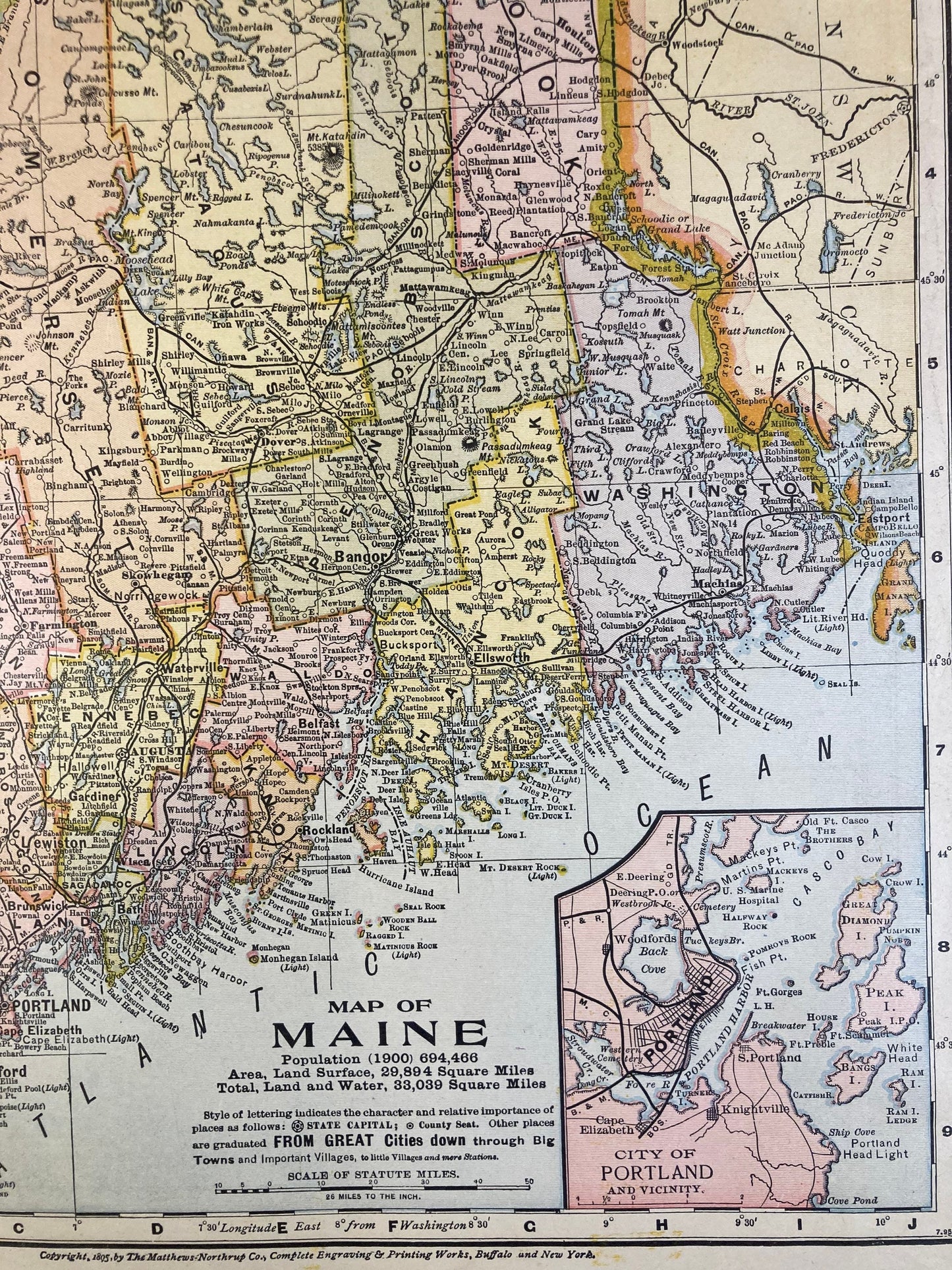 Original 1906 Double sided Map of Maine and South America - Antique Framed Or Unframed Map – American Cartography Vintage Atlas Map Wall