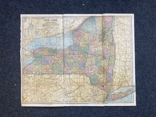 Large 1898 New York and Michigan Map - Rare 19th Century Map - Vintage Cartography - Wall Decor and Art - Original Map 20.5 x 16.5 Unframed