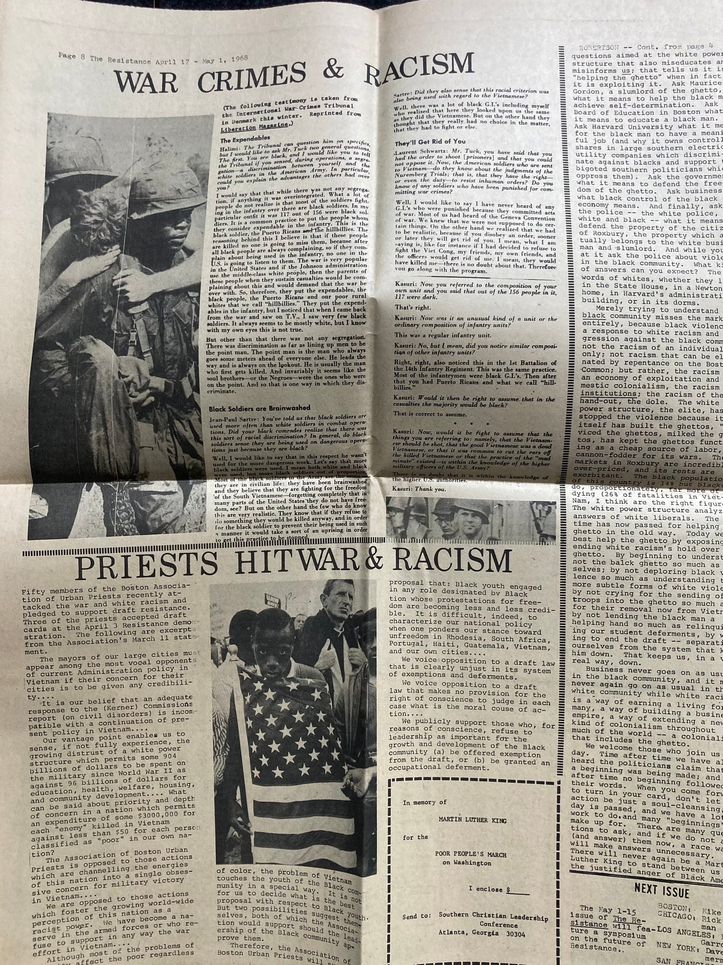 1968 Anti-War MLK Jr Assassination Memorial Newspaper - Vietnam War Resistance Newspaper - Underground Newspaper
