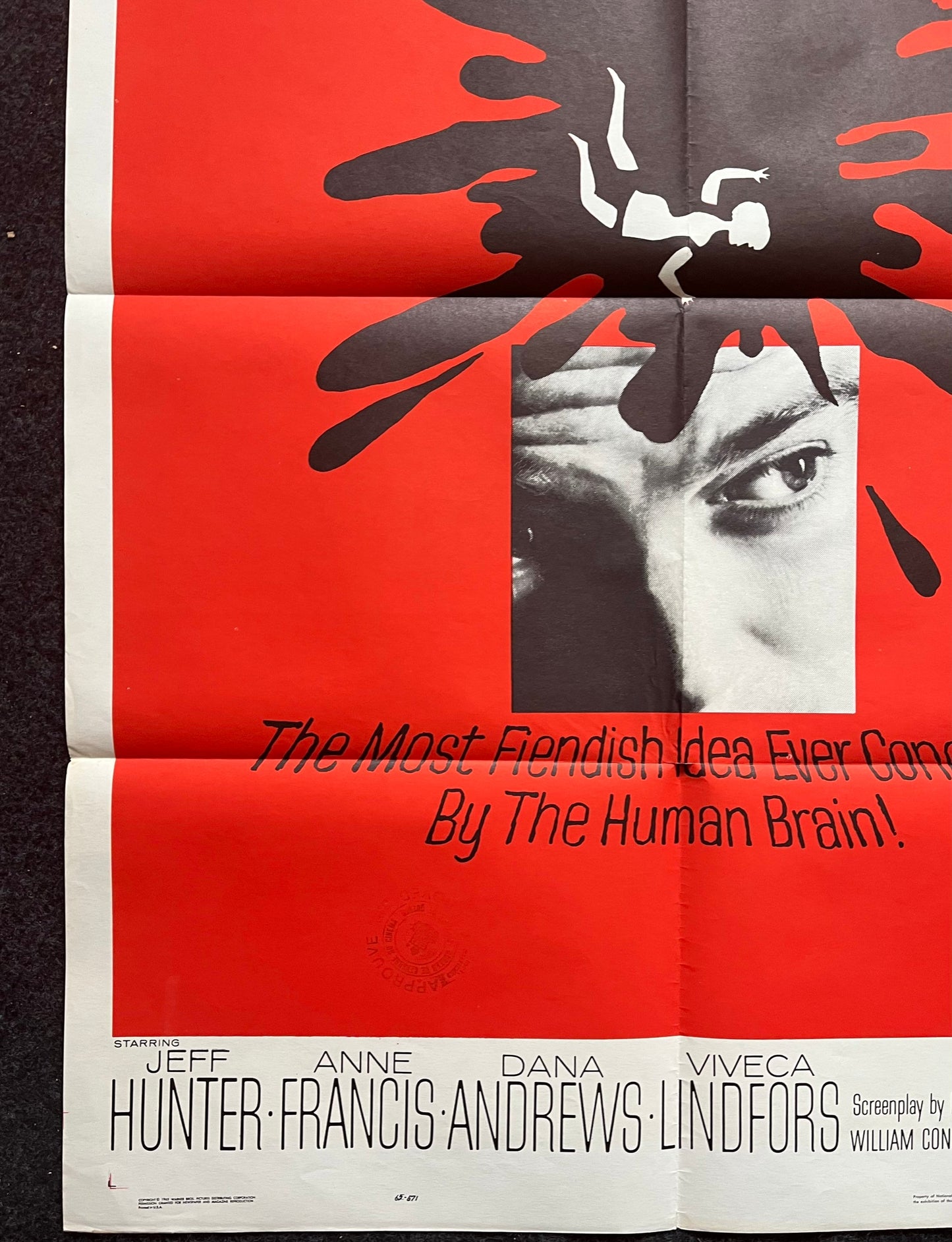 1965 Brainstorm Noir Horror Thriller - William Conrad Hunter Andrews Francis Horror One Sheet Poster 27 x 41