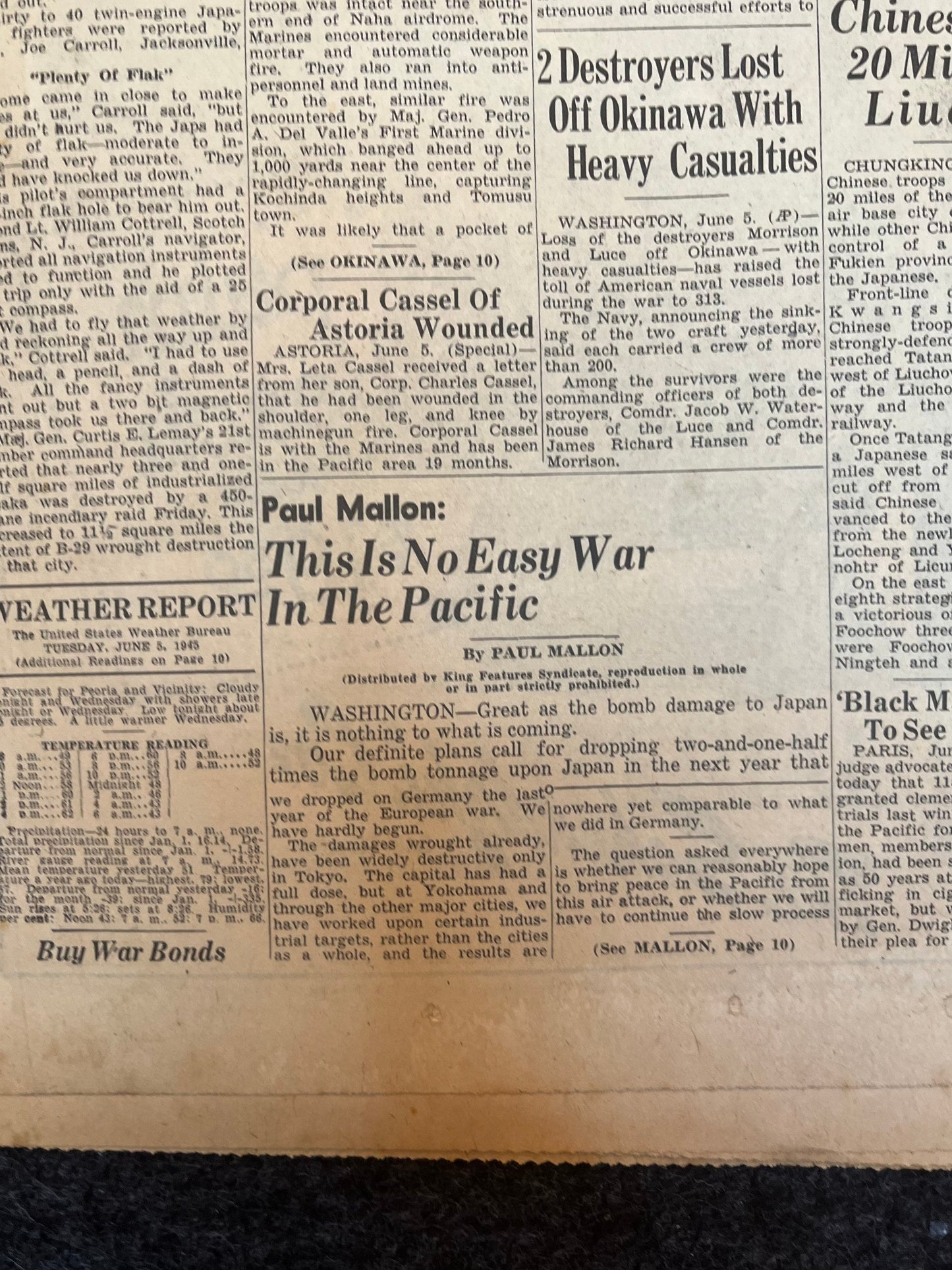 WW2 1945 Surrender of Germany – Churchill FDR Stalin Start Rule of Germany – Nimitz Battle For Okinawa - Original Vintage Newspaper