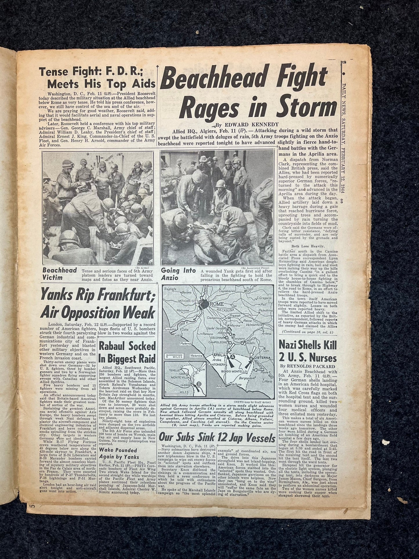 1944 World War 2 5th Army Invades Anzio Beachhead – Battle of Anzio Operation Shingle – Allied Capture of Rome Italy – Original Vintage