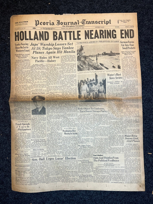 World War 2 Liberation Of Holland – Battle of Leyte Gulf – Liberation of Manila – Original Vintage Newspaper WW2 – Gifts for Him