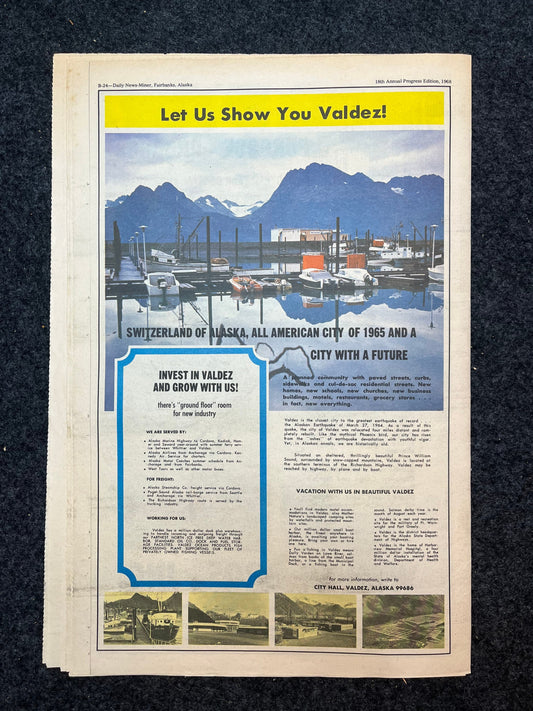 1960s Fairbanks Alaskan Vintage Newspapers Alaskan Railroad - Vintage Travel Posters -Americas Last Frontier - Alaskan History