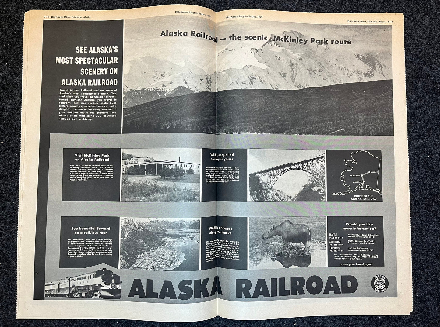 1960s Fairbanks Alaskan Vintage Newspapers Alaskan Railroad - Vintage Travel Posters -Americas Last Frontier - Alaskan History