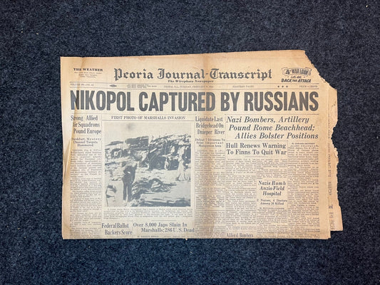 1944 WW2 USSR Capture of Nikopol - Ukrainian History World War 2 - Original Vintage Newspaper