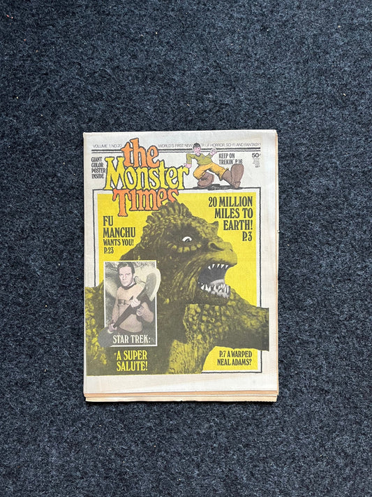 Original Star Trek Blacula 1970s The Monster Times Newspaper and Colored Poster - Vintage Monster Horror Movie Star Trek Wall Art Poster