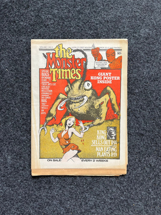 Original 1970s King Kong - Stan Lee - The Monster Times Newspaper and Colored Poster - Vintage Monster Horror Movies Kaiju Wall Art Poster