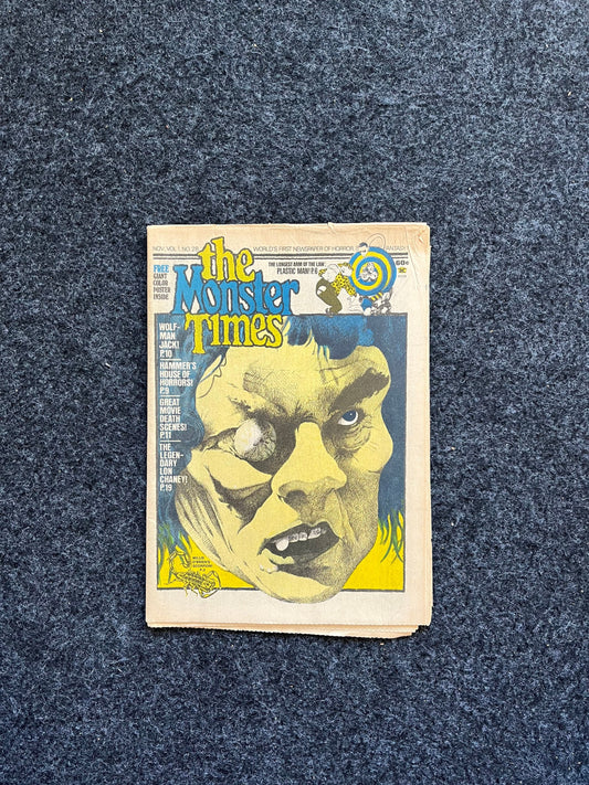 Original 1970s The Monster Times Newspaper and Colored Poster - Vintage Monster Dinosaur Zombie Horror Movies Kaiju Wall Art Poster