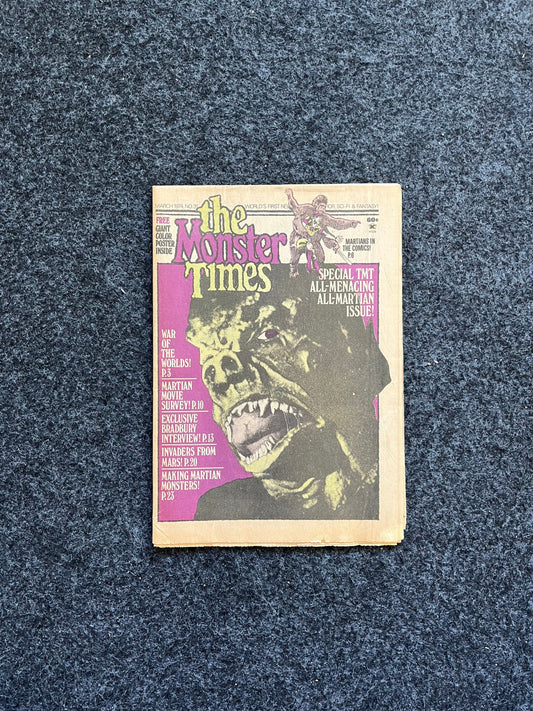 Original 1970s War of the Worlds 3 Stooges The Monster Times Newspaper and Colored Poster - Vintage Monster Wall Art Poster
