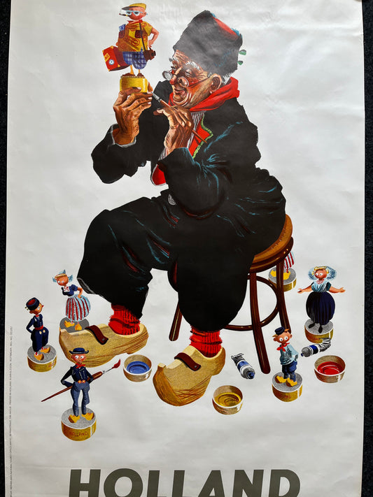 1959 Holland Toy Maker Netherlands Tourism Travel Kuhn & Zoon Poster Vintage – Vintage Christmas Decoration Dutch Wall Art – 24 x 40