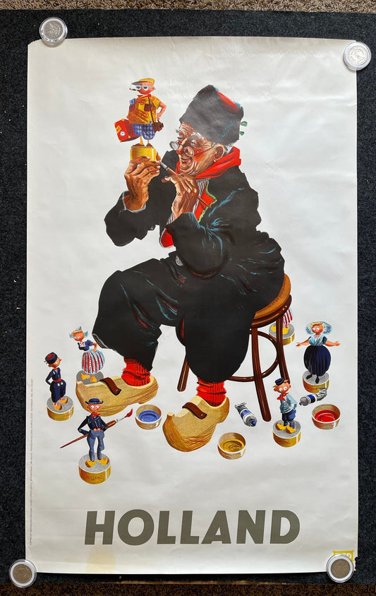 1959 Holland Toy Maker Netherlands Tourism Travel Kuhn & Zoon Poster Vintage – Vintage Christmas Decoration Dutch Wall Art – 24 x 40