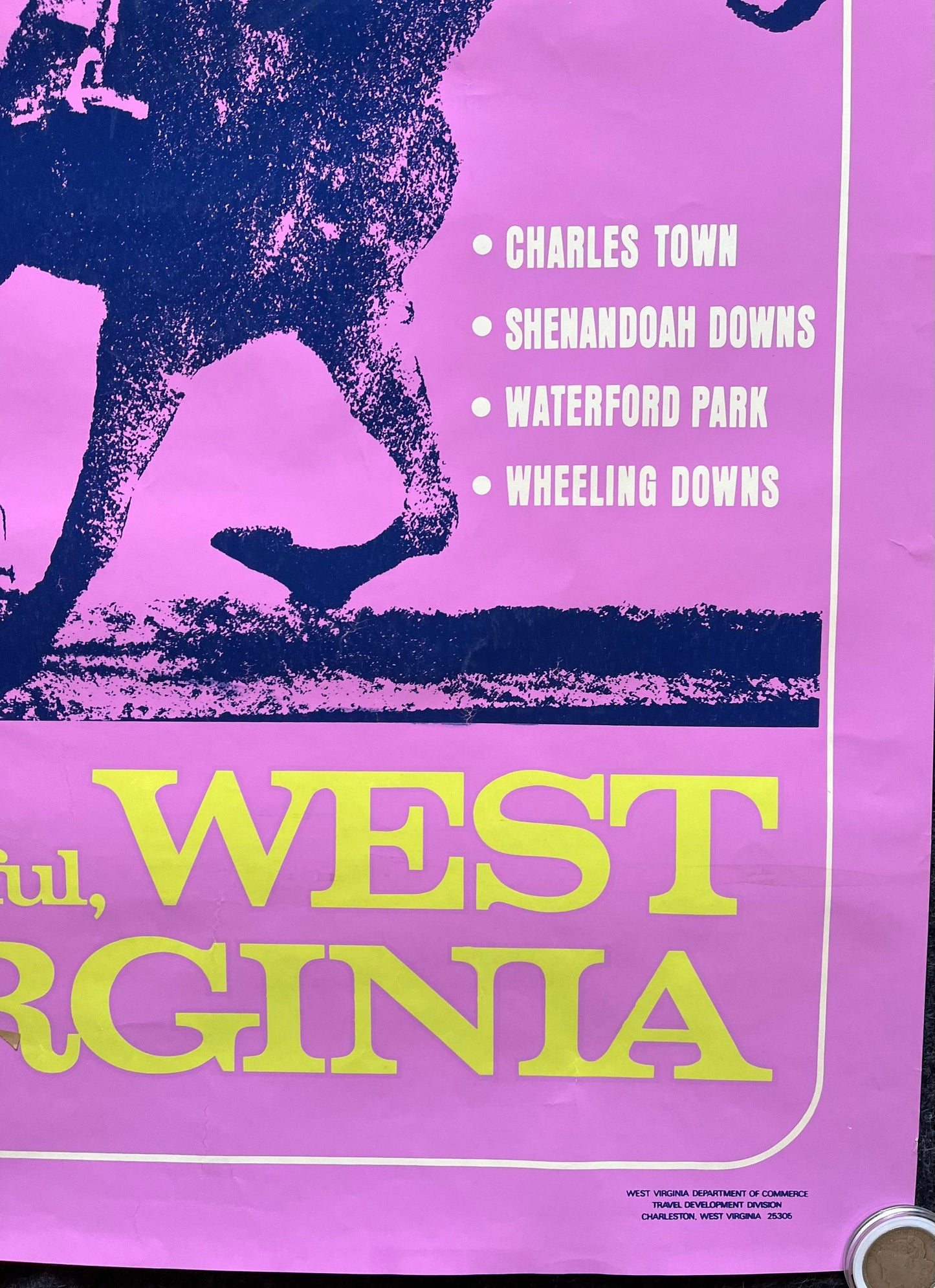 1970s West Virginia Travel Poster Charleston Vintage Horse Racing – West Virginia Department of Tourism Original Art