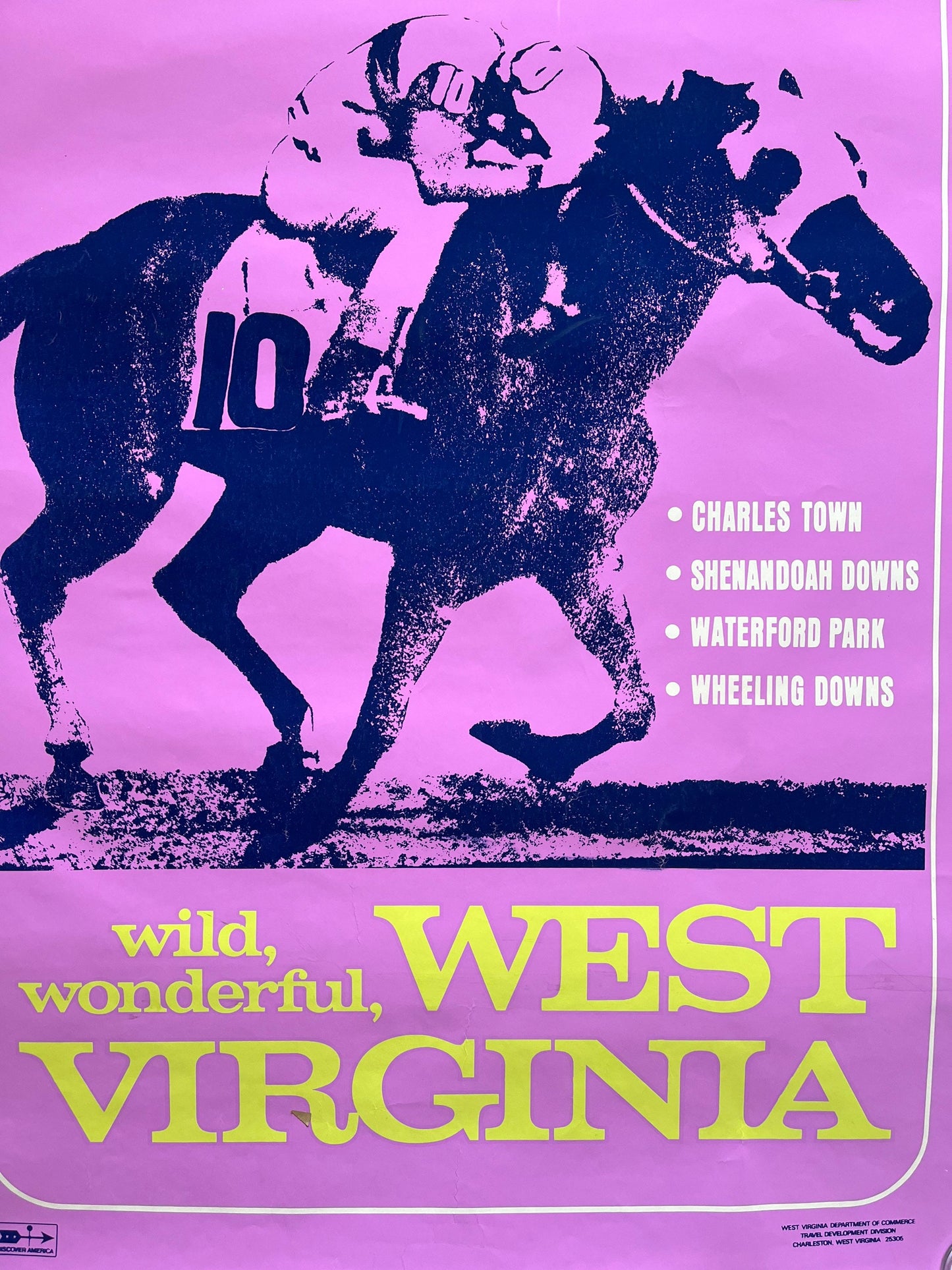 1970s West Virginia Travel Poster Charleston Vintage Horse Racing – West Virginia Department of Tourism Original Art