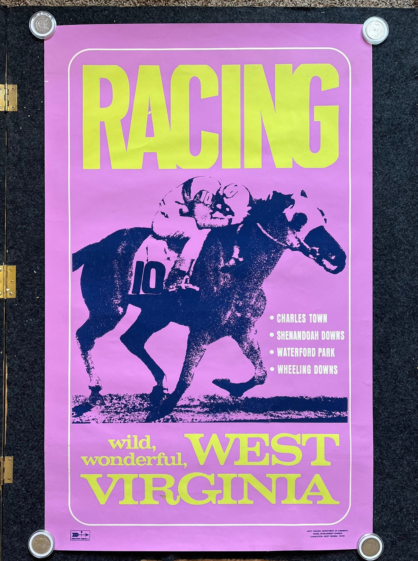 1970s West Virginia Travel Poster Charleston Vintage Horse Racing – West Virginia Department of Tourism Original Art