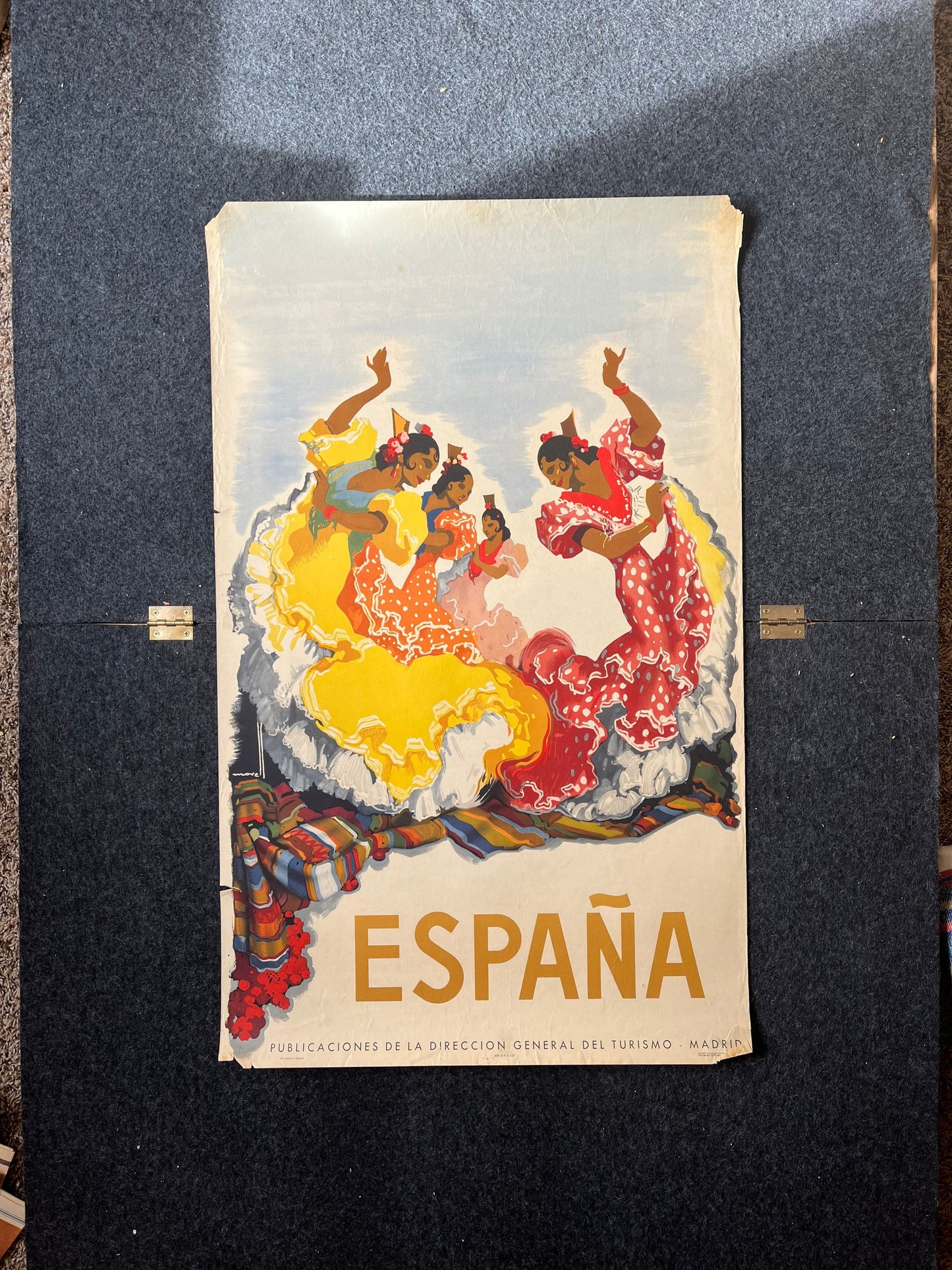 Vintage Original 1950’s Spain Travel Poster Airline Tourism Advertisement 24 x 39