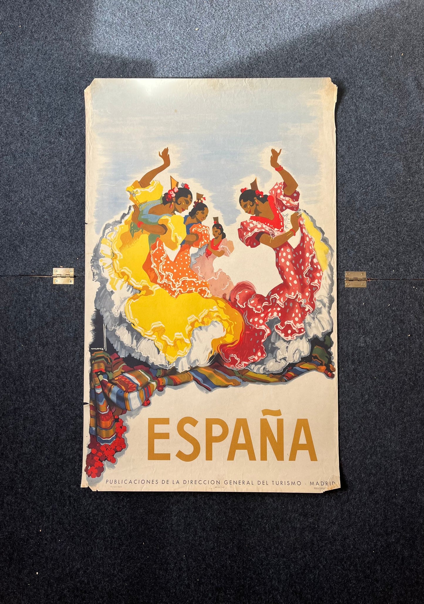 Vintage Original 1950’s Spain Travel Poster Airline Tourism Advertisement 24 x 39