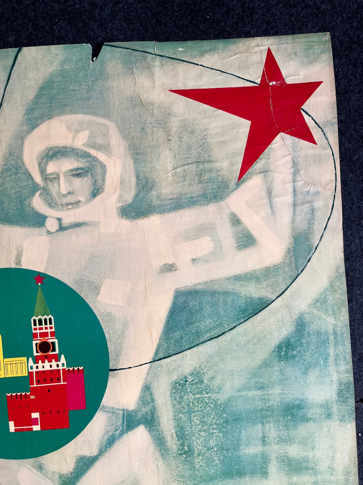 Original 1970s USSR Communist Travel Poster - Intourist Advertising - Soviet Union Cosmonaut Yuri Garagin - 23.5 x 38.5