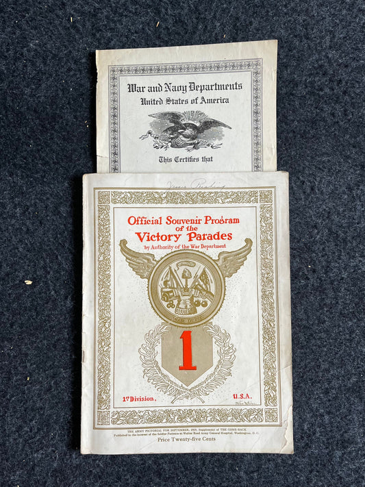 1919 WWI Big Red One Official Victory Parade Pamphlet and Souvenir - Original WW1 John Pershing Memorabilia - Gift for Him Vintage Newspaper