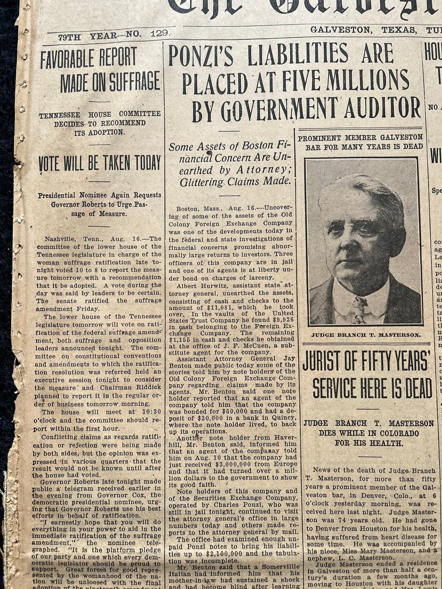 1920 Womens Suffrage Movement Tennessee and North Carolina - Womens Rights and First Generation Feminists - Original Ponzi Scheme Financial