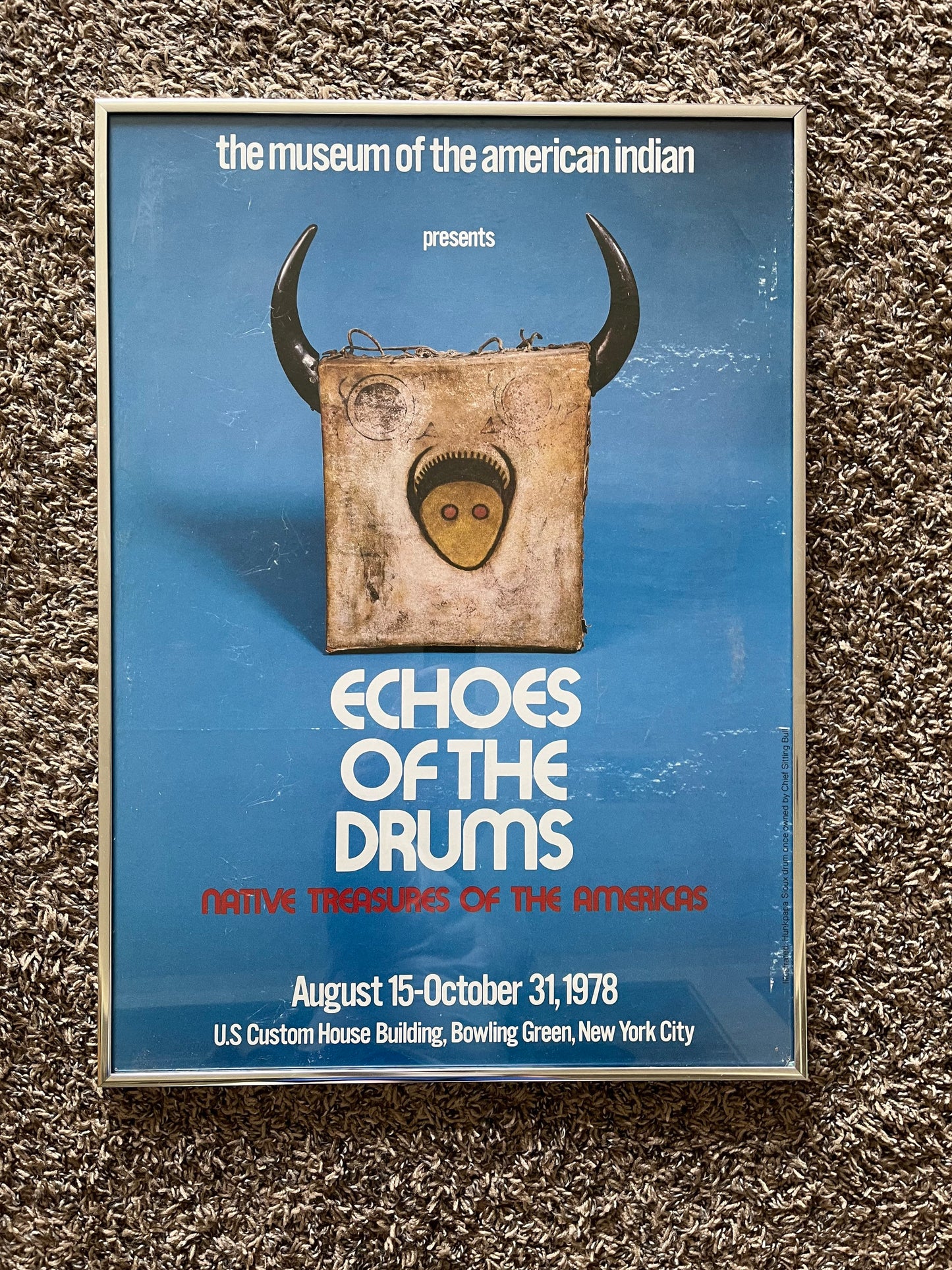 1977 Original Native American Poster Artwork - New York City Echoes of the Drums - Indian Artwork and Imagery - Native American History