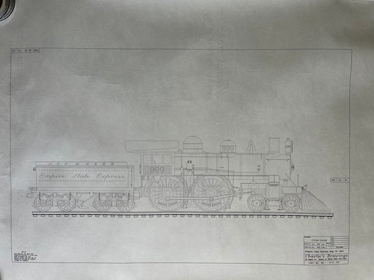 1980s Hobbyist Train Diagram- Empire State Express Steam Engine - Vintage Railroad Artwork Wall Decor - Gifts for Train Enthusiasts Railway