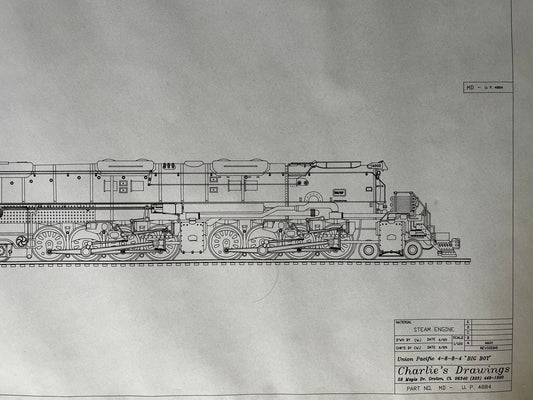 1980s Hobbyist Train Diagram- WW2 Union Pacific Big Boy Steam Locomotive - Vintage Railroad Artwork Wall Decor - Gifts for Train Enthusiasts