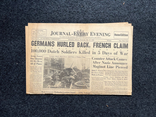 WW2 1940 French Triumph Over German Blitzkrieg - French WW2 Propaganda - Original WW2 Memorabilia - World War 2 Vintage Newspaper