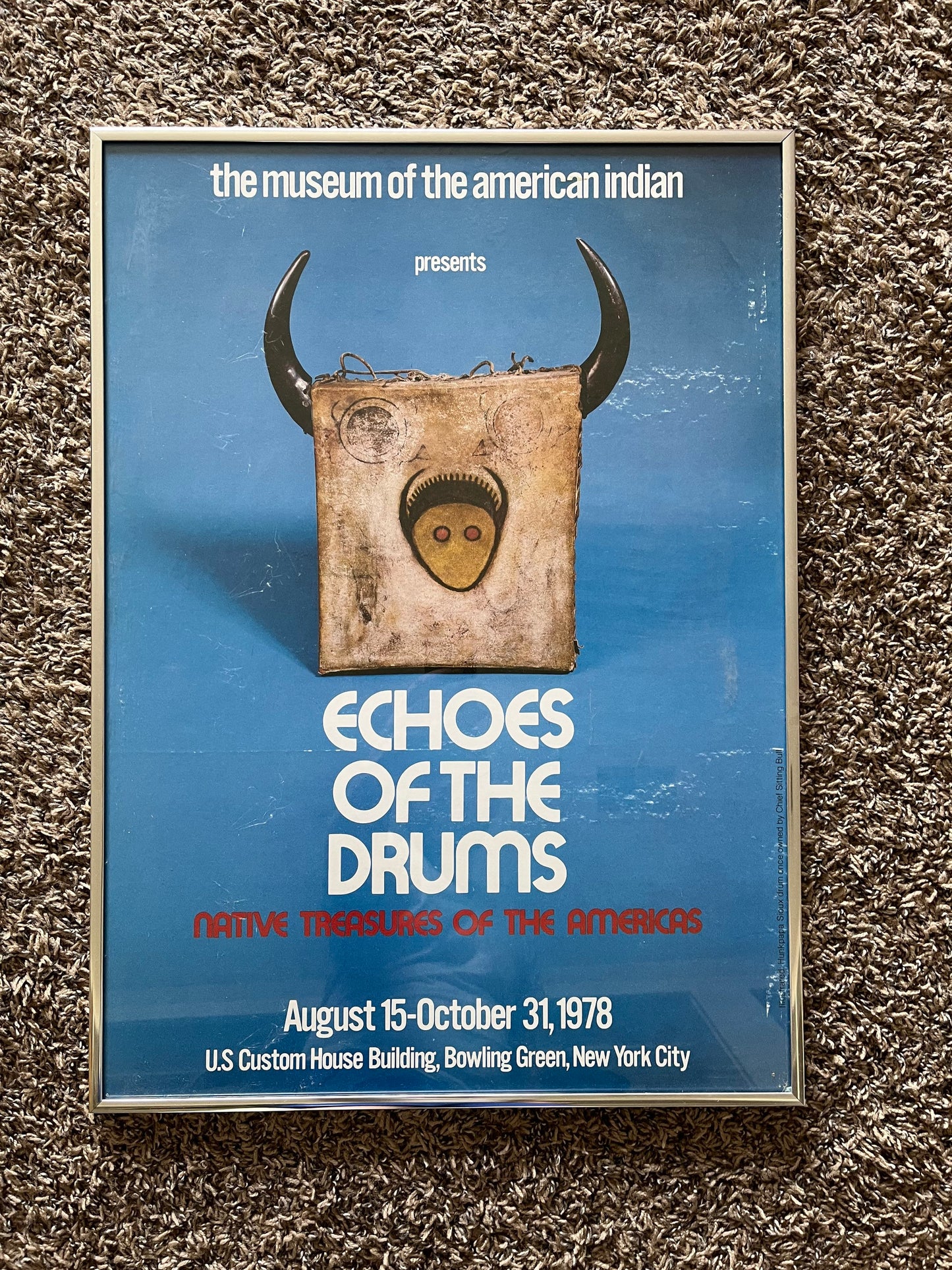 1977 Original Native American Poster Artwork - New York City Echoes of the Drums - Indian Artwork and Imagery - Native American History