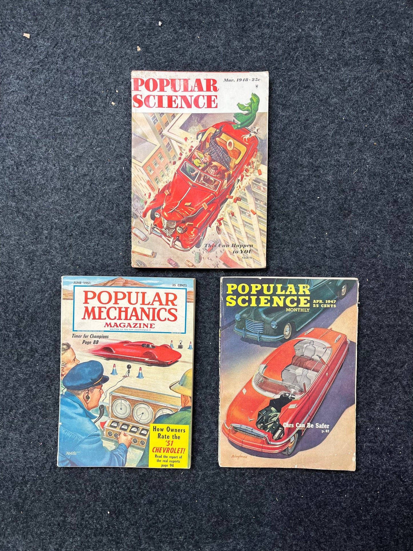 Vintage 1950s Popular Mechanics - Vintage Car Advertisements Car Art -Educational Paperbacks