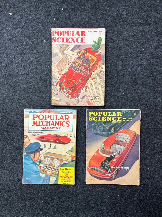 Vintage 1950s Popular Mechanics - Vintage Car Advertisements Car Art -Educational Paperbacks
