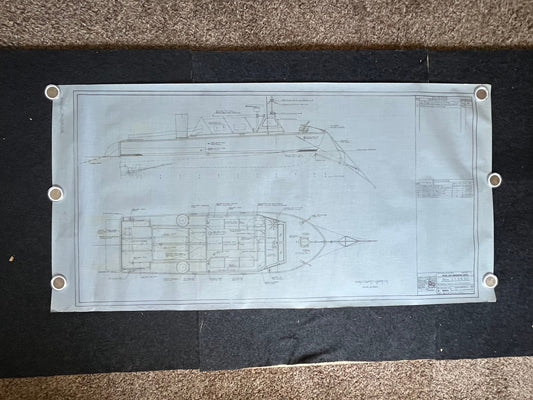 Original US Navy Ship Blueprint - LSCR Naval Boat Blueprints Graphs - Vintage Vietnam Military Memorabilia - RARE Nautical Art - 60x30