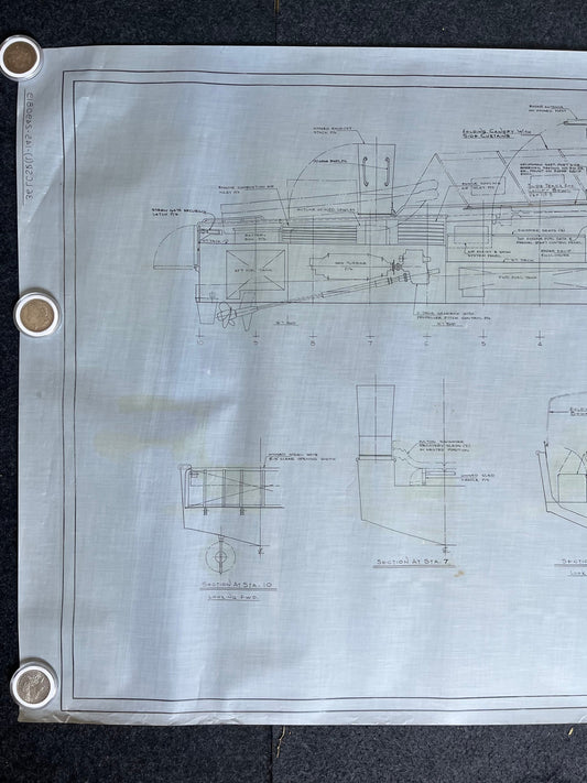 Original US Navy Ship Blueprint - LSCR Naval Boat Blueprints and Graphs - Vintage Vietnam Memorabilia - RARE Navy Art - 60x30