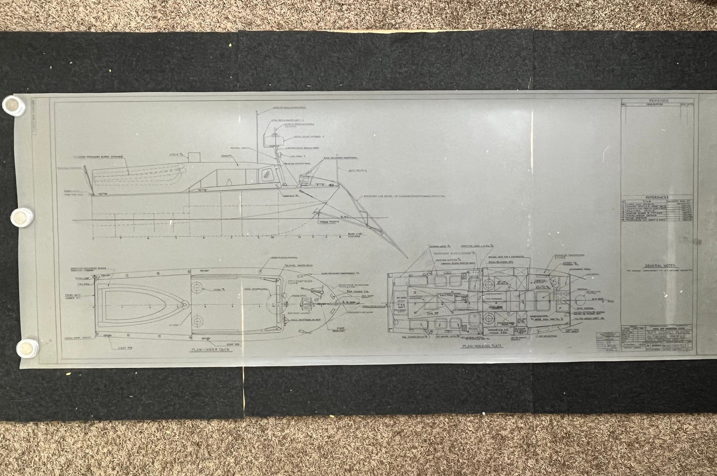 Original US Navy Ship Blueprint - LSCR Naval Boat Blueprints and Graphs - Vintage Vietnam Memorabilia - RARE Navy Art - 70x38