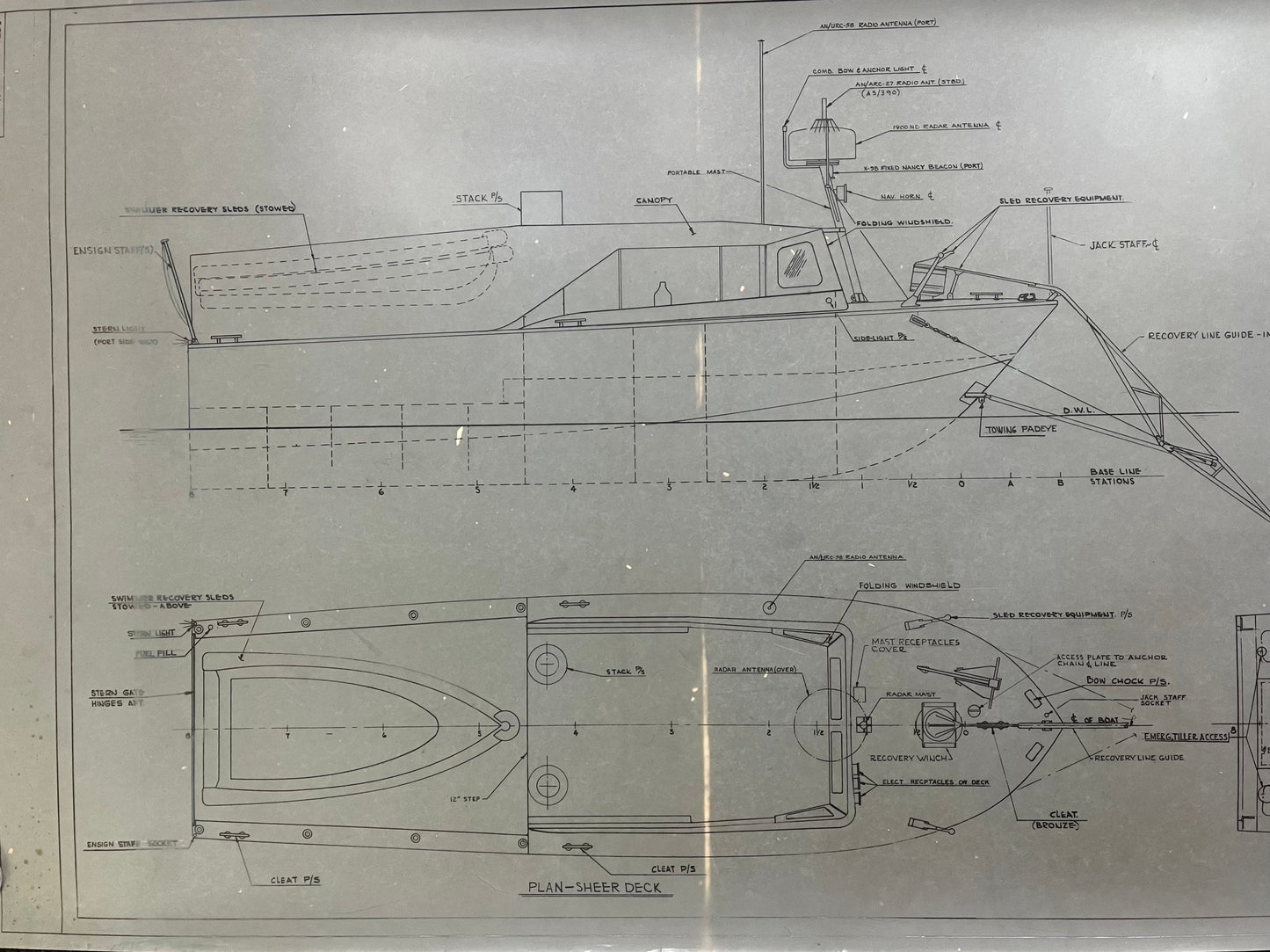 Original US Navy Ship Blueprint - LSCR Naval Boat Blueprints and Graphs - Vintage Vietnam Memorabilia - RARE Navy Art - 70x38