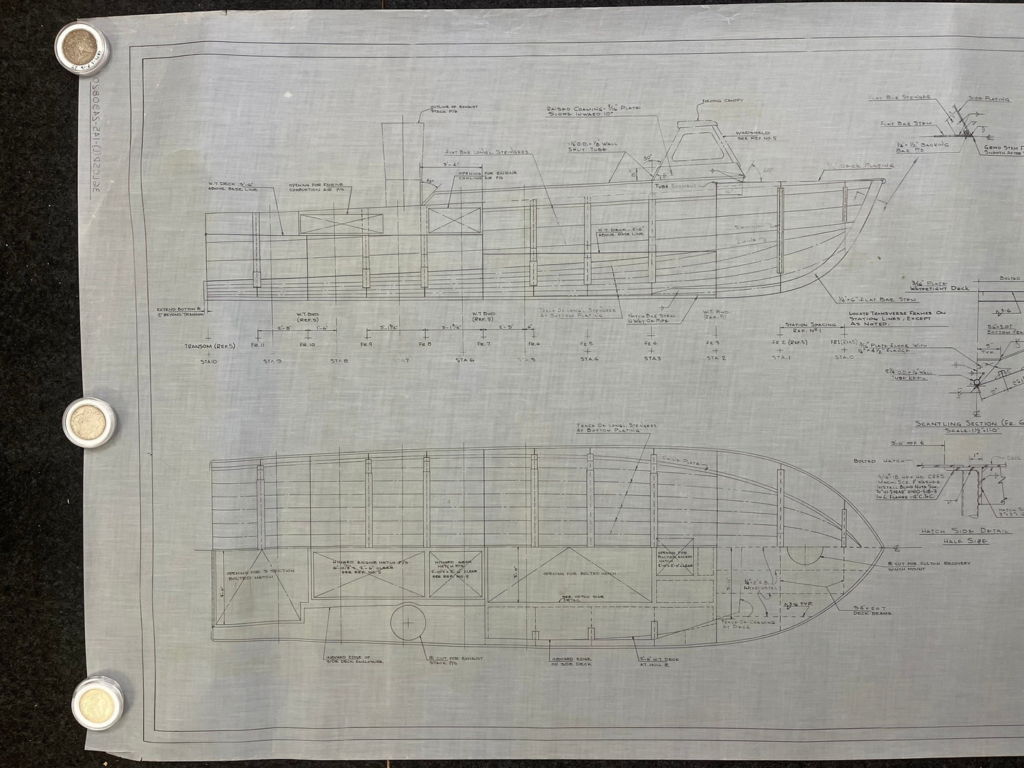 Original US Navy Ship Blueprint - LSCR Naval Boat Blueprints and Graphs - Vintage Vietnam Memorabilia - RARE Navy Art - 60x30