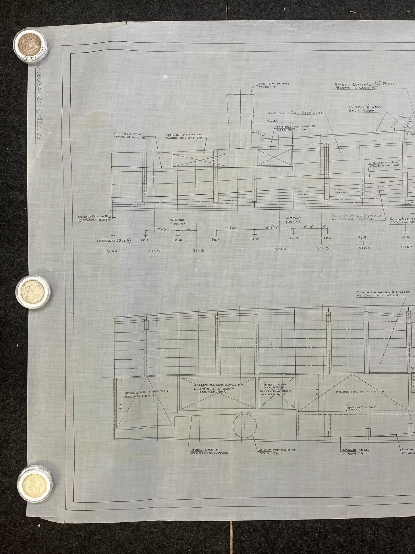 Original US Navy Ship Blueprint - LSCR Naval Boat Blueprints and Graphs - Vintage Vietnam Memorabilia - RARE Navy Art - 60x30