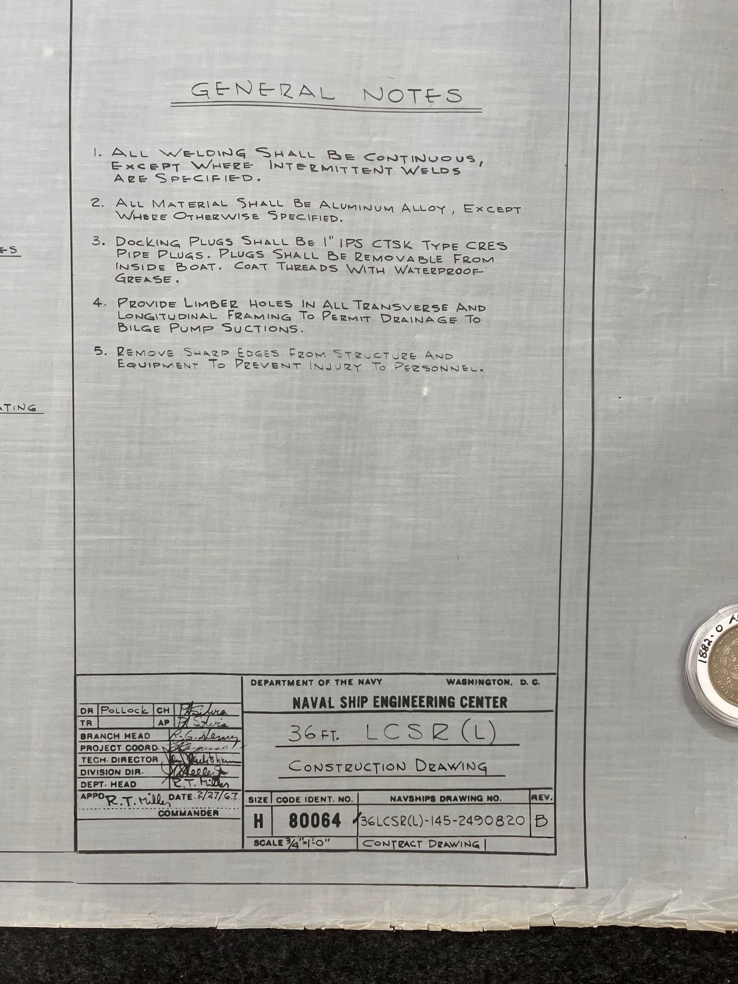 Original US Navy Ship Blueprint - LSCR Naval Boat Blueprints and Graphs - Vintage Vietnam Memorabilia - RARE Navy Art - 60x30