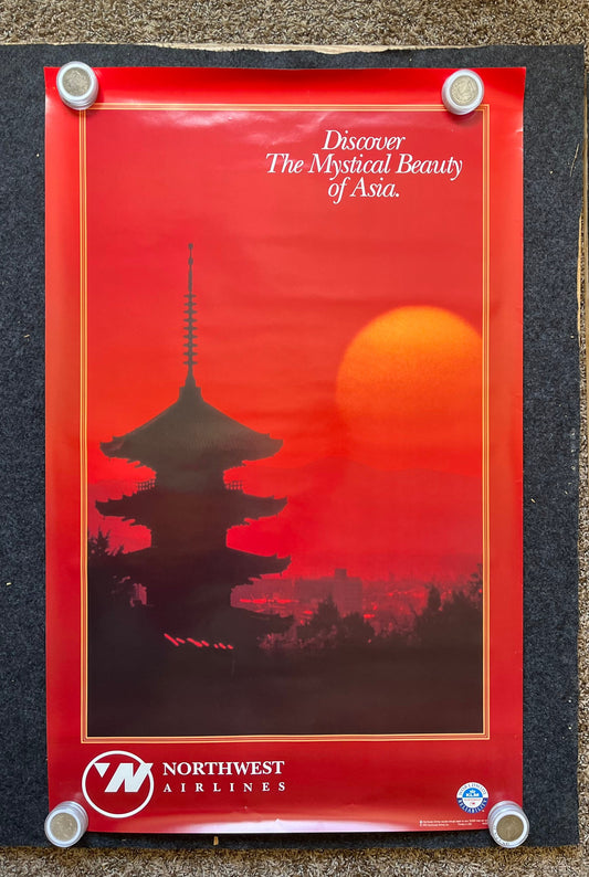 1990s Vintage Asian Travel Poster, Travel Art, Japanese Art History, Airline Art, Aviation Gifts, Original Posters, China Art History, South