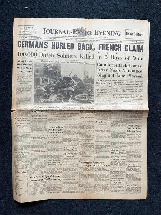 WW2 1940 French Triumph Over German Blitzkrieg - French WW2 Propaganda - Original WW2 Memorabilia - World War 2 Vintage Newspaper