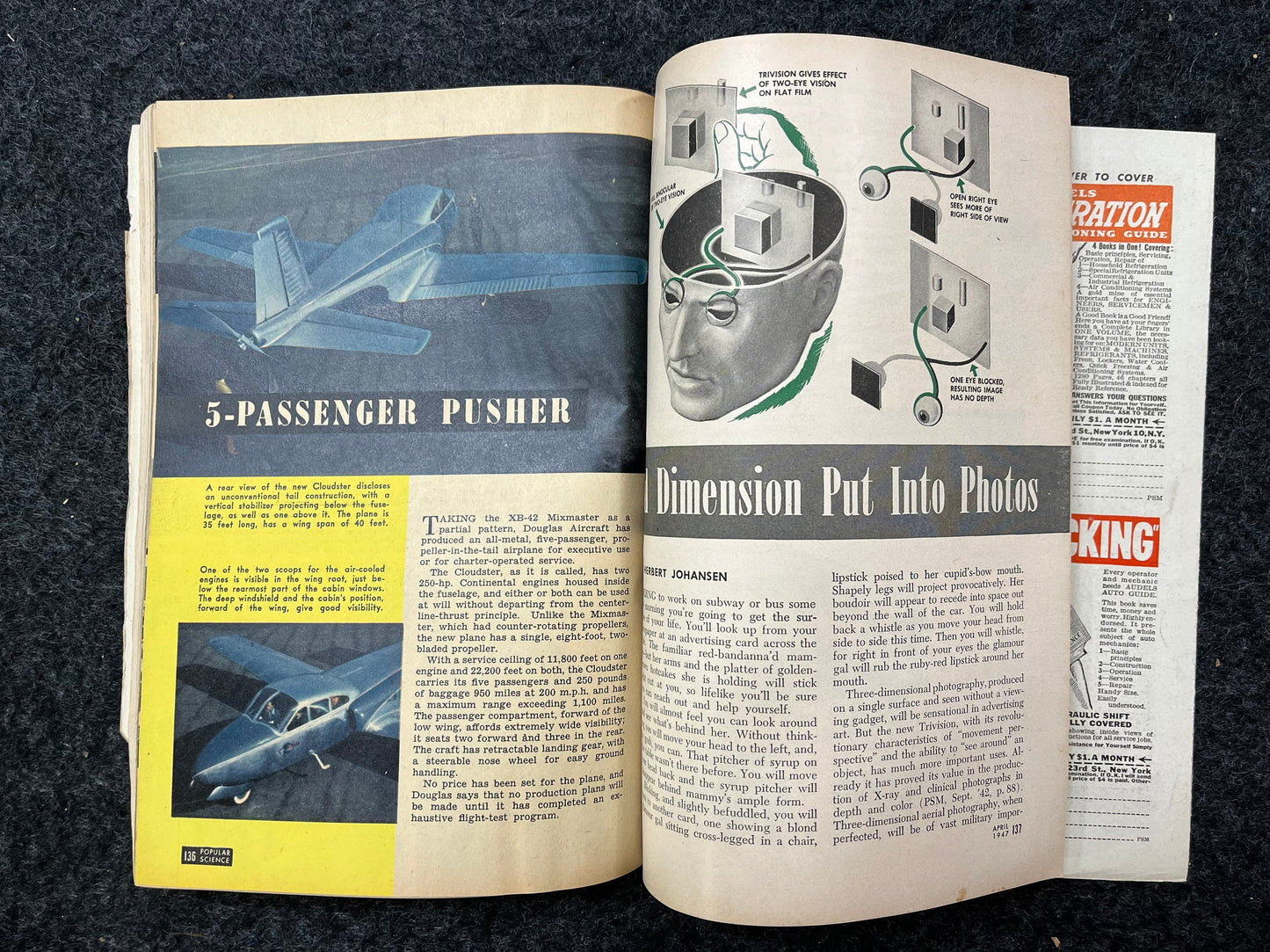 Vintage 1950s Popular Mechanics - Vintage Car Advertisements Car Art -Educational Paperbacks